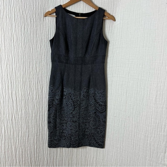 Kelly & Diane Gray Sheath Suiting Dress Paisley Sleeveless Textured Size 4 - Picture 1 of 5